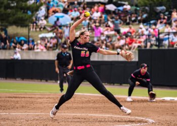 Carolina Blaze pitcher Ruby Meylan delivers against the Oklahoma City Spark in an AUSL game